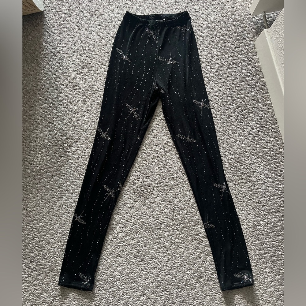 Her Pony Sequin Dragonfly High Waist Sheer Leggings
